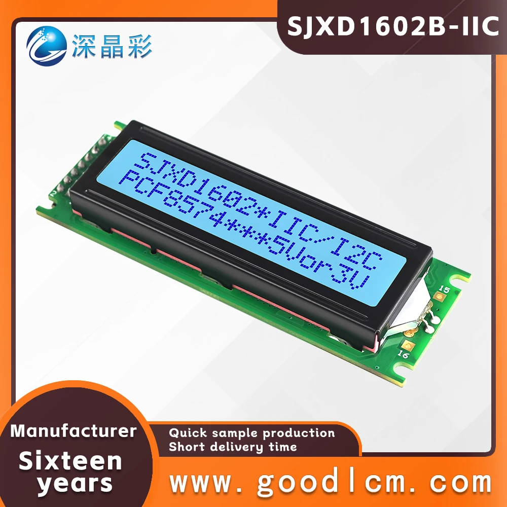 Russian language LCD 1602 screen module SJXD1602B-IIC STN Gray Positive I2C/IC adapter board 16X2 character dot matrix screen