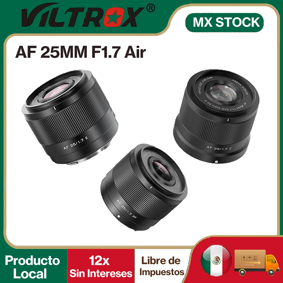 【مخزون MX】Objetivo fijo Viltrox Air Auto Focus APS-C de 25 mm f/1.7 para Fuji XM5, X-T5, X-T30 II, Nikon Z Mount, ZFC, Z50, Z7II