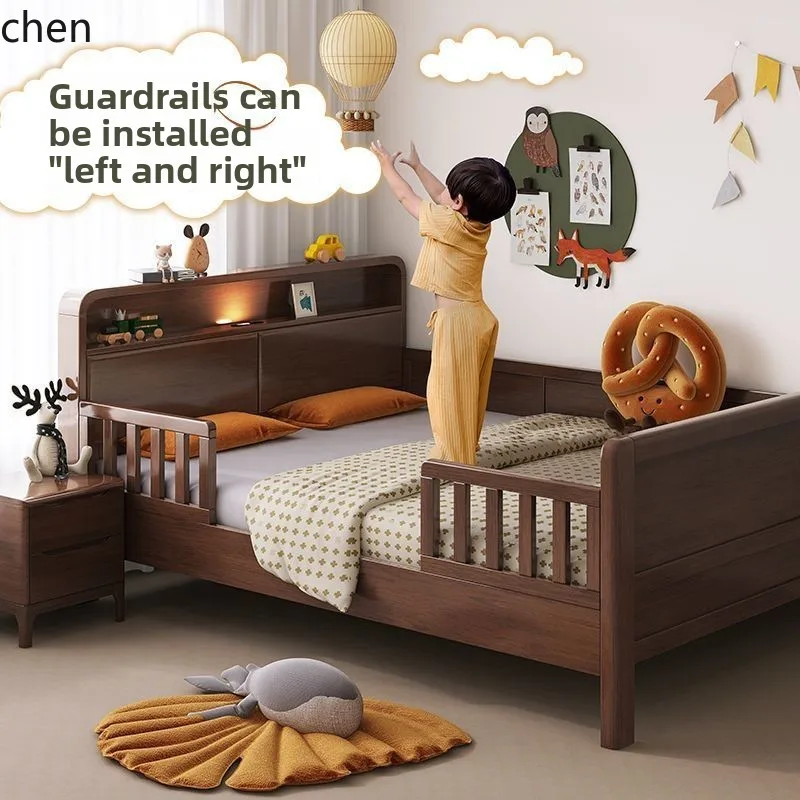 HXL Solid Wood Guardrail Bed Simple Bedroom Storage Single Bed