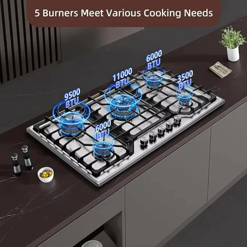 Dual Burner Electric Liquefied Dual Fuel Built-in RV Gas Stove 12 Inch Stainless Steel Surface Electric Ignition