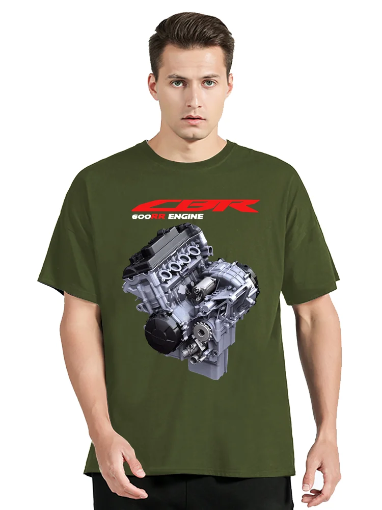 New Hon Cbr 600 Rr Cbr 600Rr Motorcycle Engine T-shirt O-collar Casual Men Clothing Tshirt Homme Summer Make Cotton T Shirt Tops