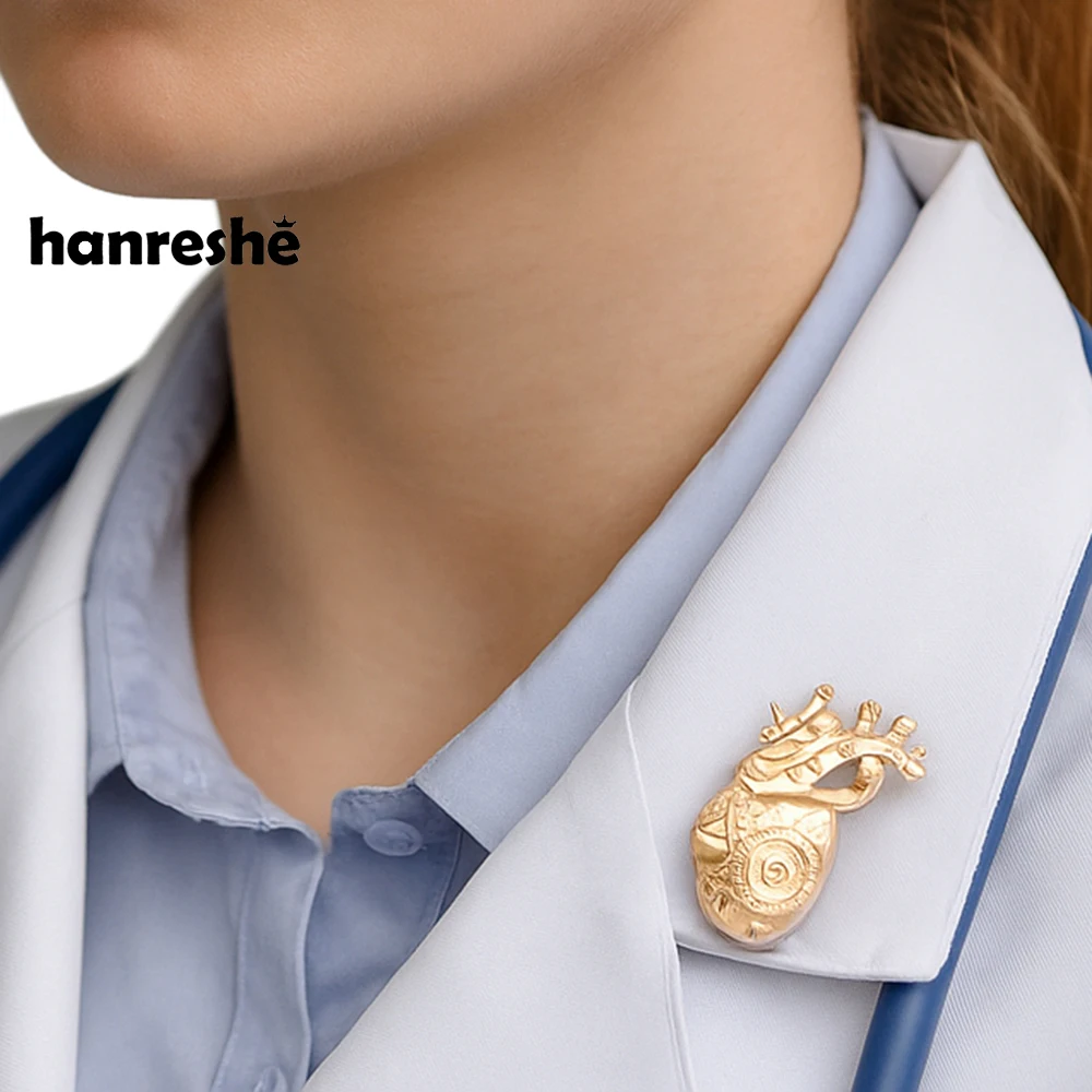 Механическая брошь в форме сердца Hanreshe, медицинская булавка для кардиологии для кардиолога, доктор, рюкзак, значок на лацкане, медицинские украшения