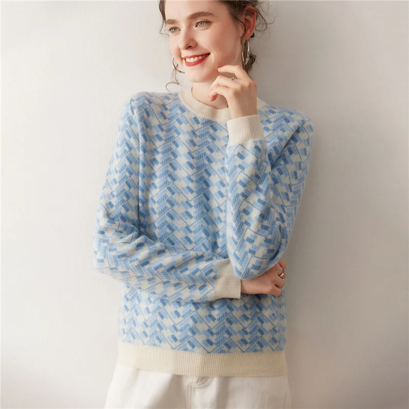 

2025 100% Cashmere Pullover Women O-Neck Lazy Style Comfort Sweater Pullover Autumn Winter Thick Casual Loose Knit Clothing Top