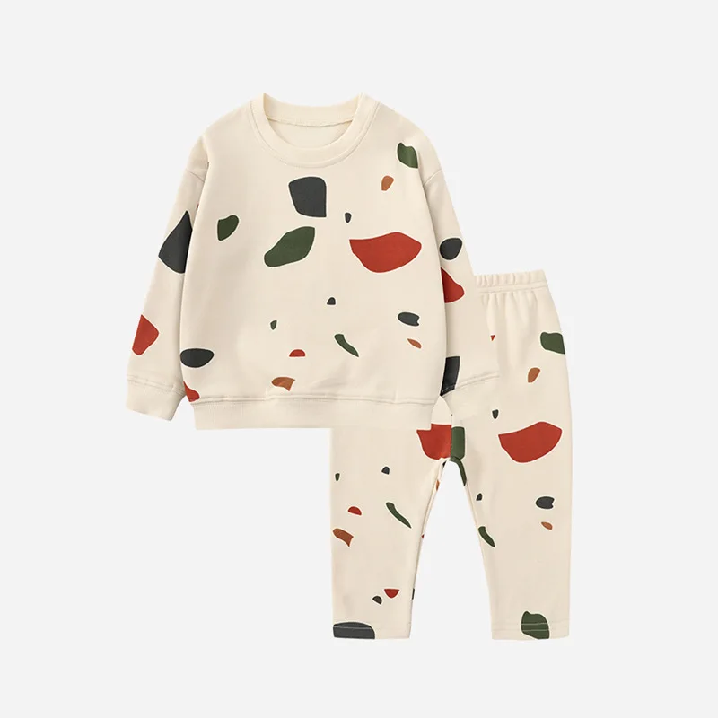 0-3T Newborn Kids Baby Boy Girls Clothes Set Spring Autumn Long Sleeve Print Top and Pants Suit Home Clothes 2pcs Outfit