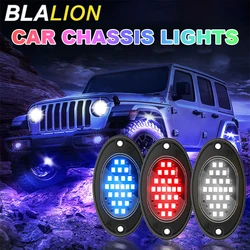 BLALION 2/4 szt. LED RGB nastrojowe oświetlenie samochodowy 24SMD lekkie wodoodporne światło na koła kamienne lampa kamienna do samochodu SUV Pickup Moto