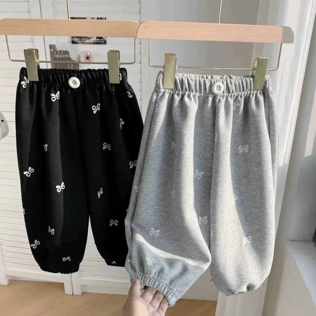 2026 frühling Herbst Mädchen Kleidung Bogen Druck Laterne Hosen Nette Trendy Kinder Hosen Kinder Casual Elastische Taille Jogginghose – Detail 3