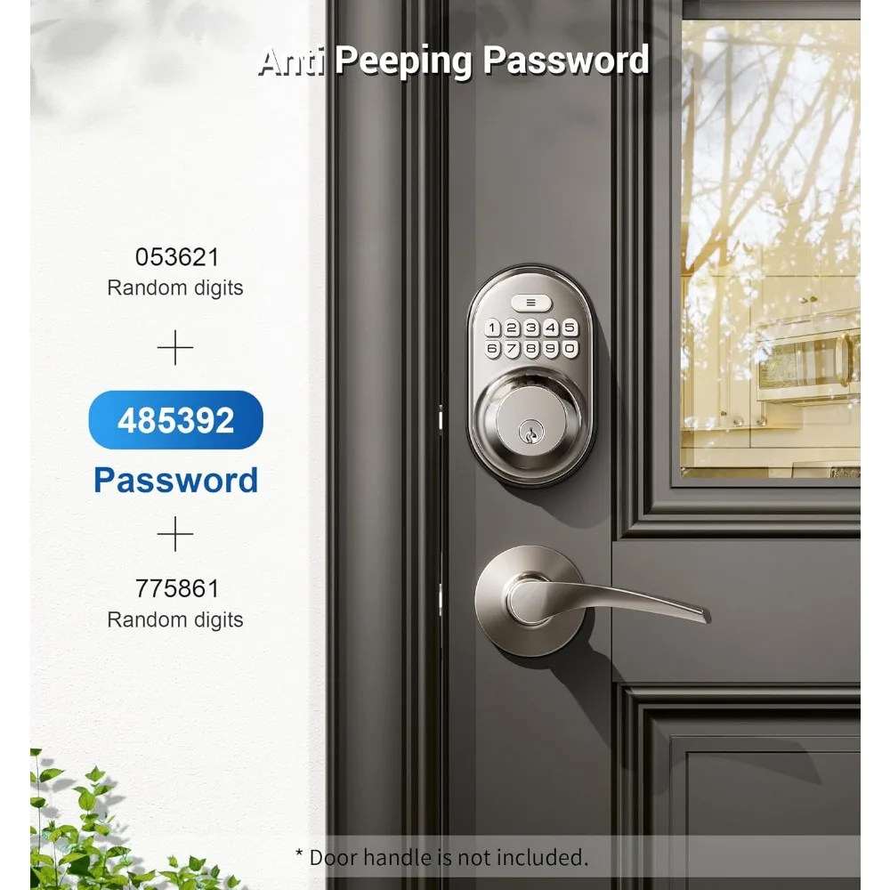 Veise cerradura de puerta de entrada sin llave, cerrojo de bloqueo con teclado electrónico, entrada con llave, bloqueo automático, contraseña antiadherente, iluminación trasera y fácil instalación