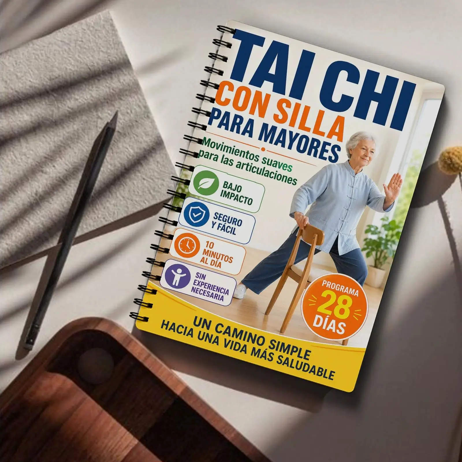 Spanish Version Seated Tai Chi Practice Book For Seniors And Beginners Spiral Bound Martial Arts Exercise Manual Training