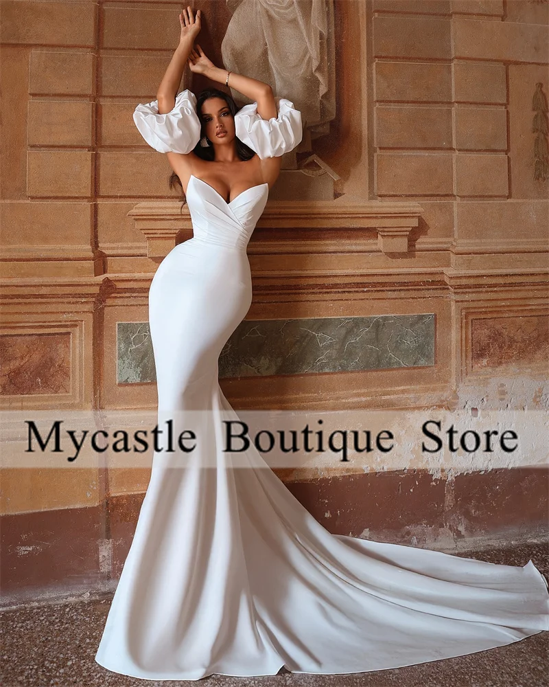 

Elegant Boho White Satin Sweetheart Wedding Dresses Women 2025 Sweetheart Bridal Dress Formal Occasion Gowns Customized