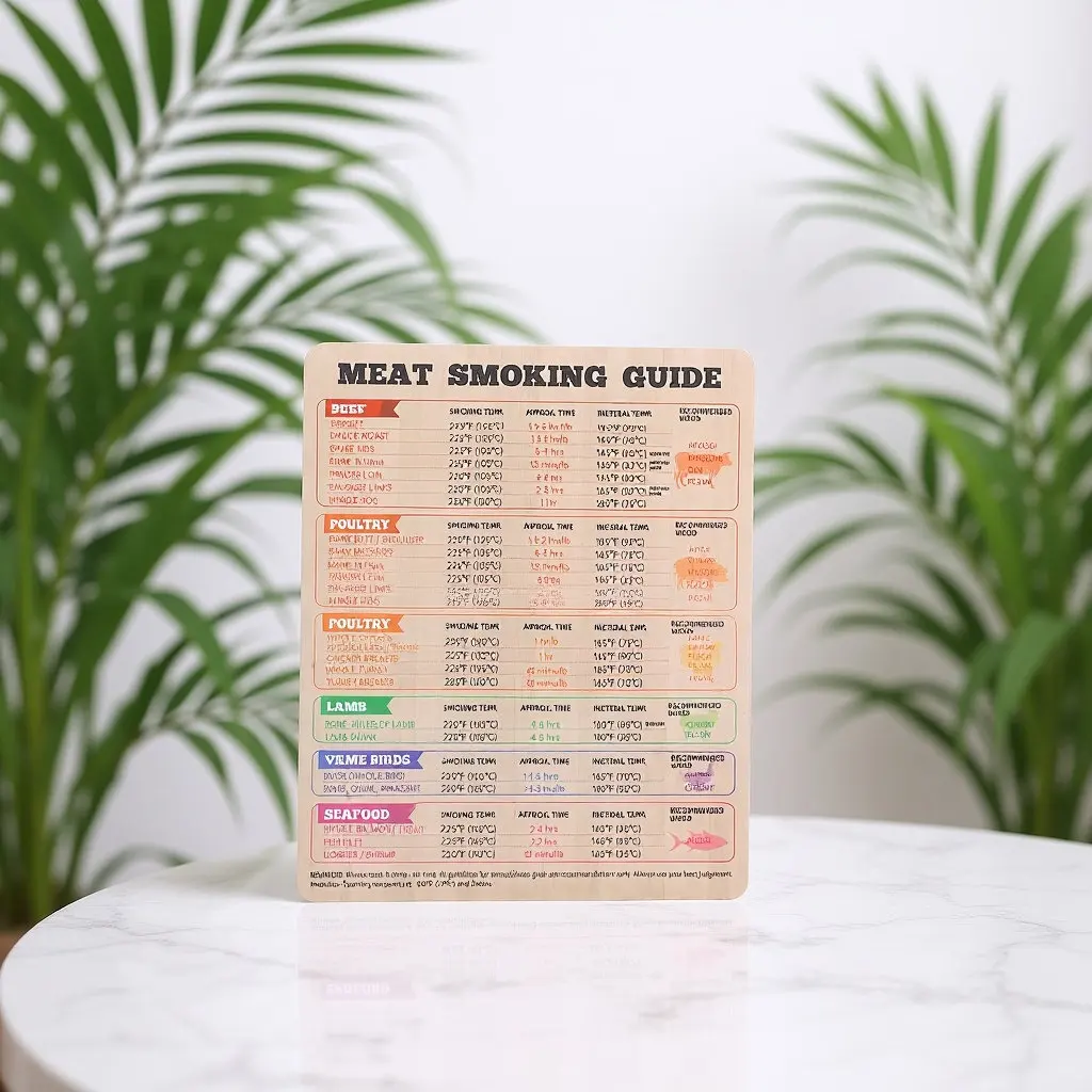 Tabla magnética de temperatura para barbacoa, guía de cocina en inglés, tabla de tiempo de ahumado de carne, imán reutilizable