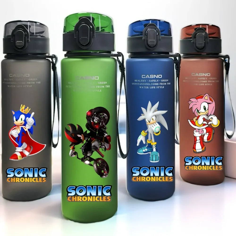 Sonic The Hedgehog 560ML Kids Water Cup Large Capacity Portable Plastic Cartoon Adult Outdoor Cycling Sport Drinking Bottle Gift