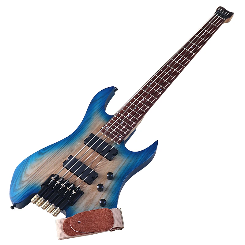 Headless Bass Guitar 5 Strings 41 Inch Electric Bass Guitar Solid Ashwood Body with Canada Maple Neck