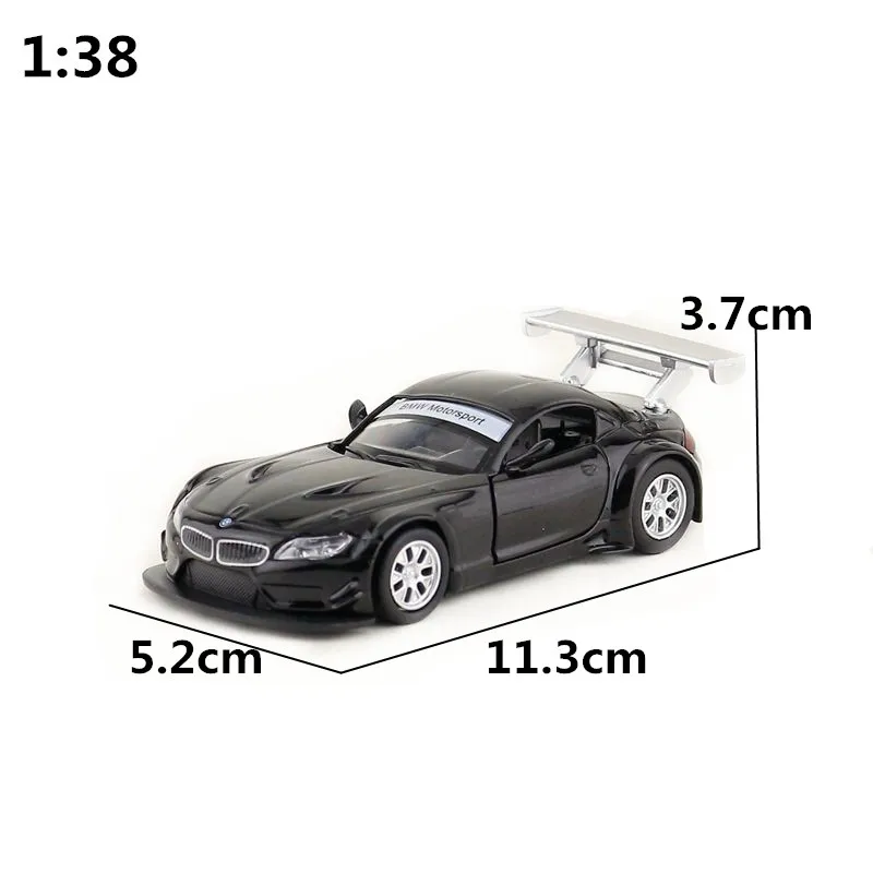 Diecast Metal Toy Model 1:38 Scale BMW Z4 GT3 Racing Car Pull Back Doors Openable Educational Collection Gift Kid Match Box