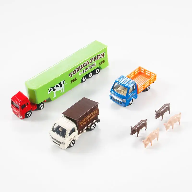 Takara Tomy Tomica Simulation alliage modèle de voiture jouet 3 pièces Ranch camion ensemble 297680 cadeau d'anniversaire pour enfants jouets Collection ornement