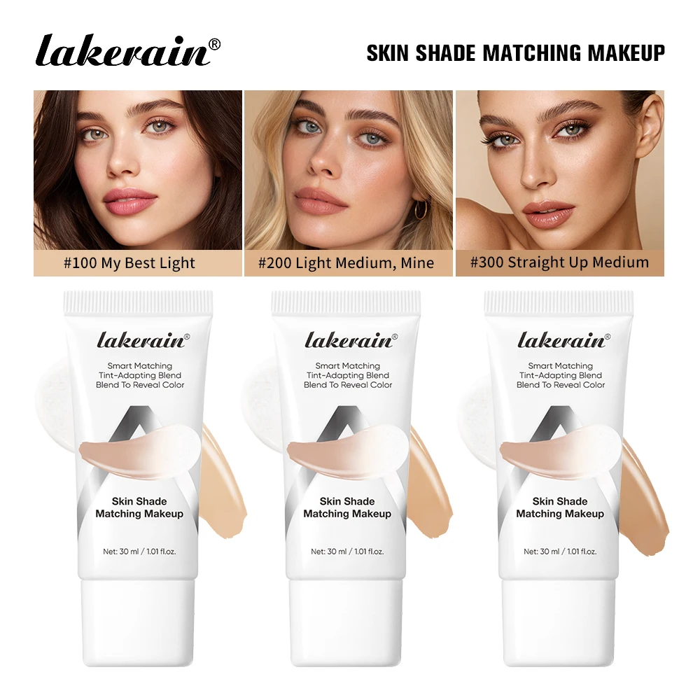Lakerain base líquida que muda de cor, hidratante para iluminar a pele spf 15, protetor solar natural, mesmo tom de pele, corretivo leve