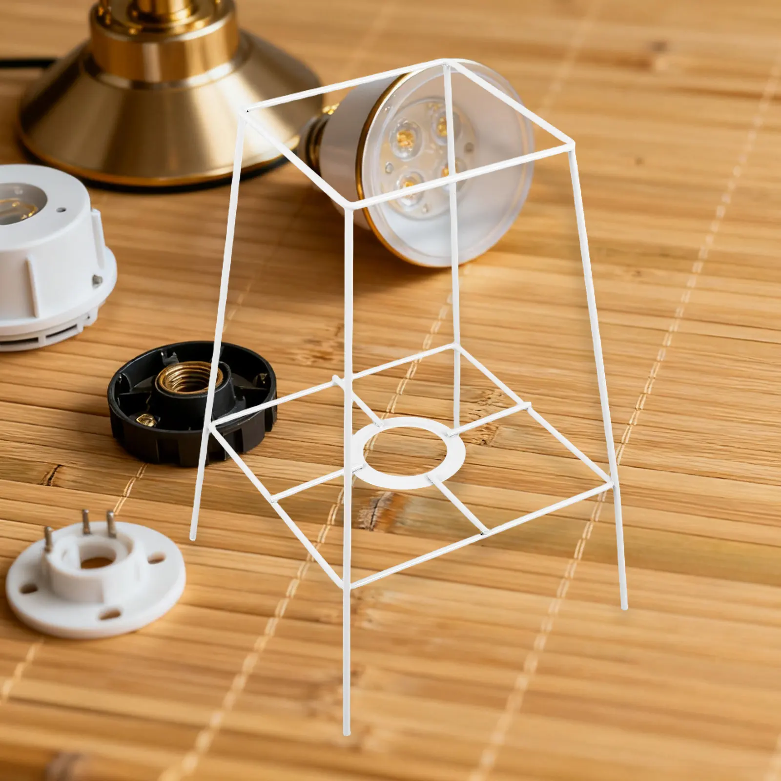 E27 Lamp Shade Base Frame Square Iron Metal Lampshade Bracket for DIY Table Pendant Ceiling Lights Industrial Modern Fixture