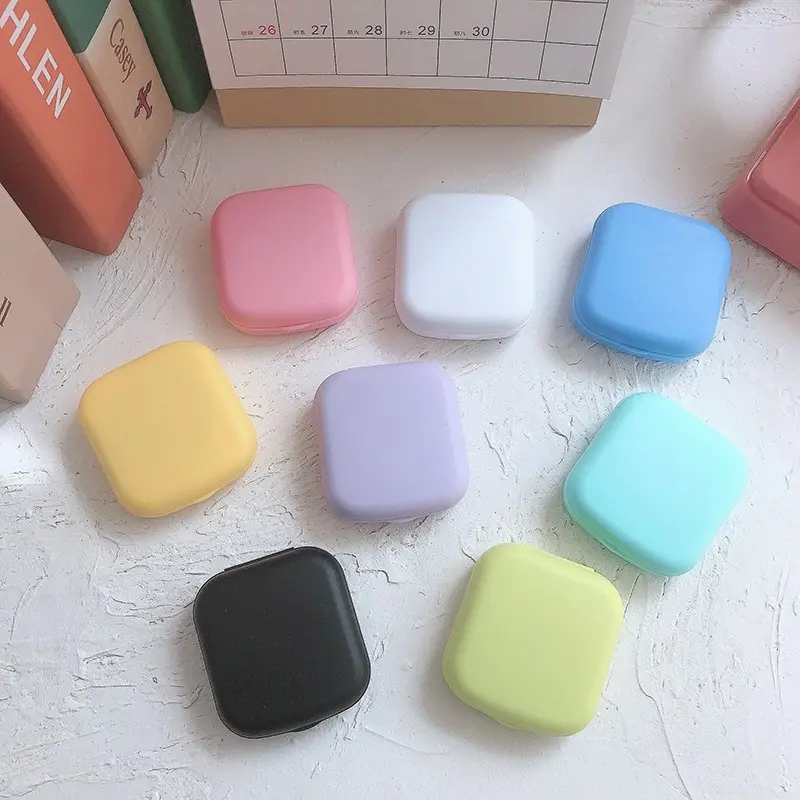 Color Contact Lens Case Set with Mirror, Small Portable Soak Storage Bag, Mini Contact Lens Case Soak Storage Bag