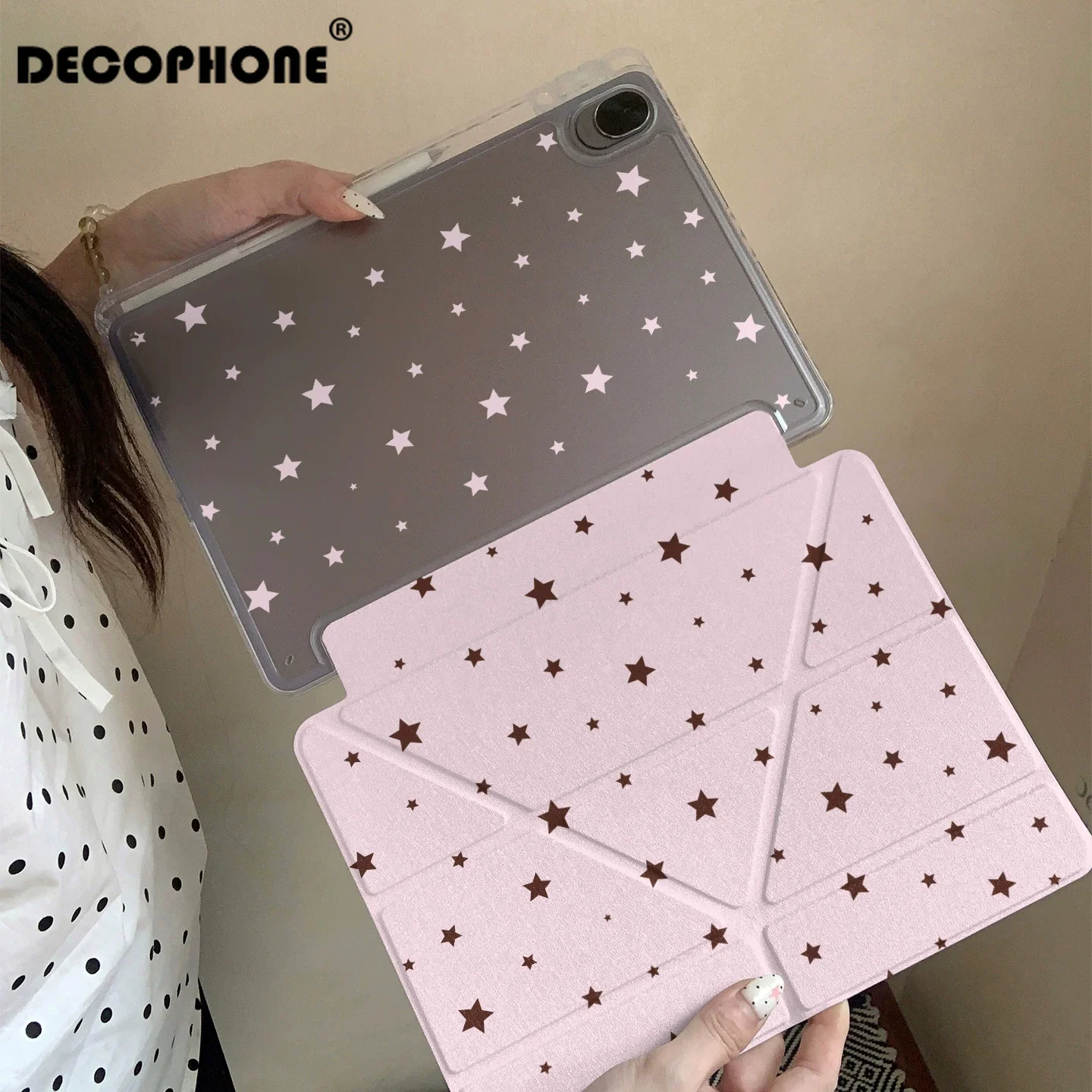 Pink star 3+Y-fold For Samsung Galaxy Tab/Redmi/Lenovo/ iPad 10th/HONOR MagicPad/OPPO/ONE PLUS/HUAWEIMATEOAD