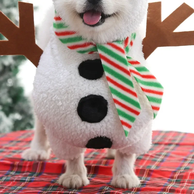 Christmas Snowman Dog Clothes Funny Standing Snowman Costumes Party Clothes Warm Cat Soft Jacket Hoodie Outfit Party Clothing