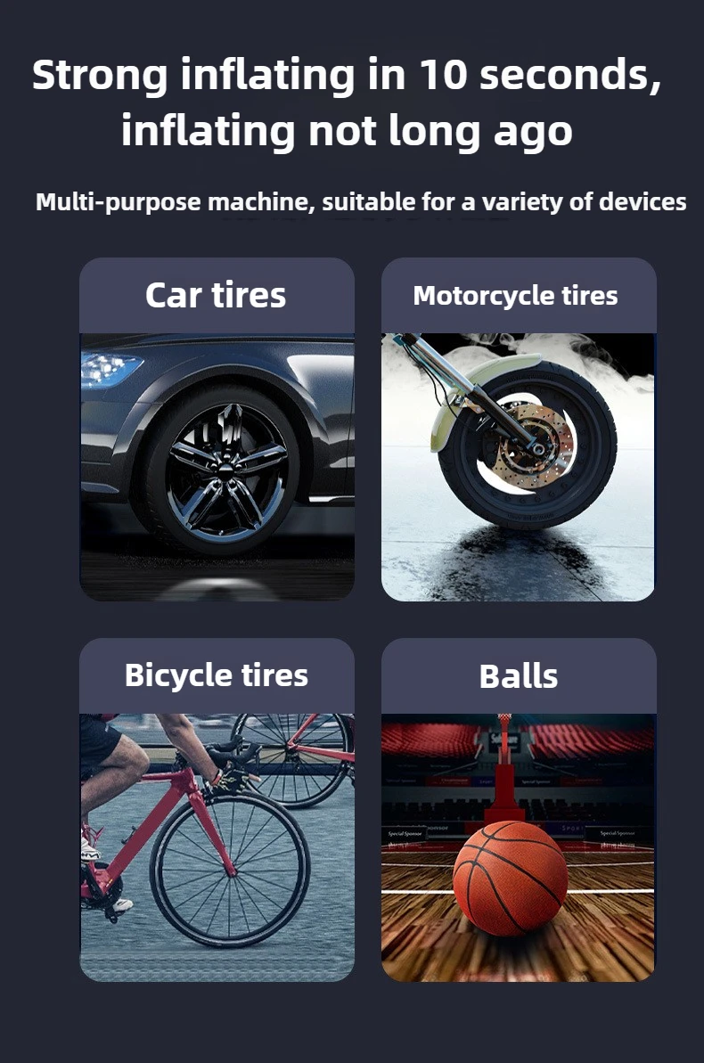 120W Wireless Car Air Pump Portable Air Compressor for Car Motorcycles Bicycle Electric Tire Inflator with LCD Digital Display - Image 5