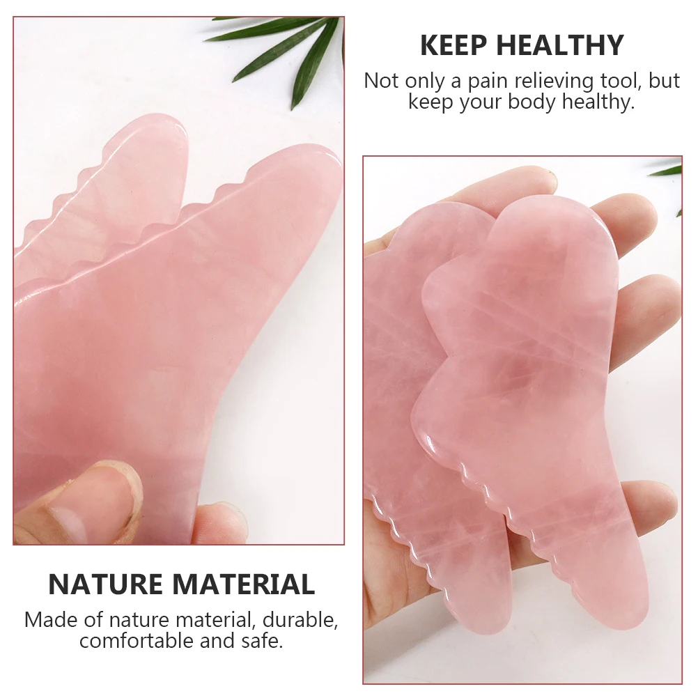 

Rose Quartz Jade Scraping Board Smooth Edge Massage Tool Pain Relief Plate Back Massager Natural Material Durability Therapy