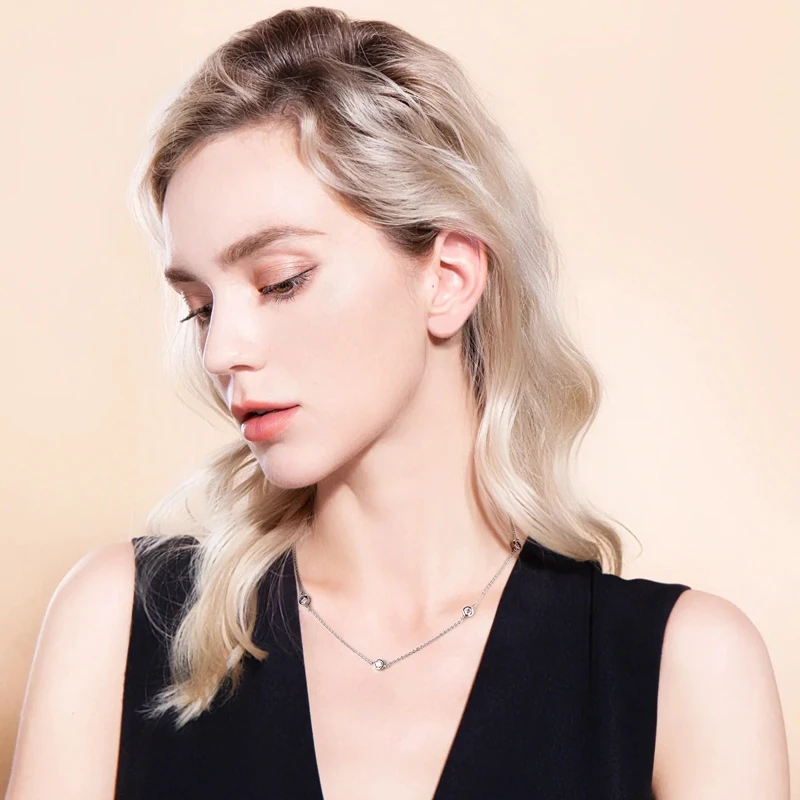 IOGOU 925 Sterling Silver Choker 2.5mm/4mm D Color Bezel Round Moissanite 14k Gold Plated Naszyjnik dla kobiet Certyfikowane prezenty jubilerskie — zdjęcie 6