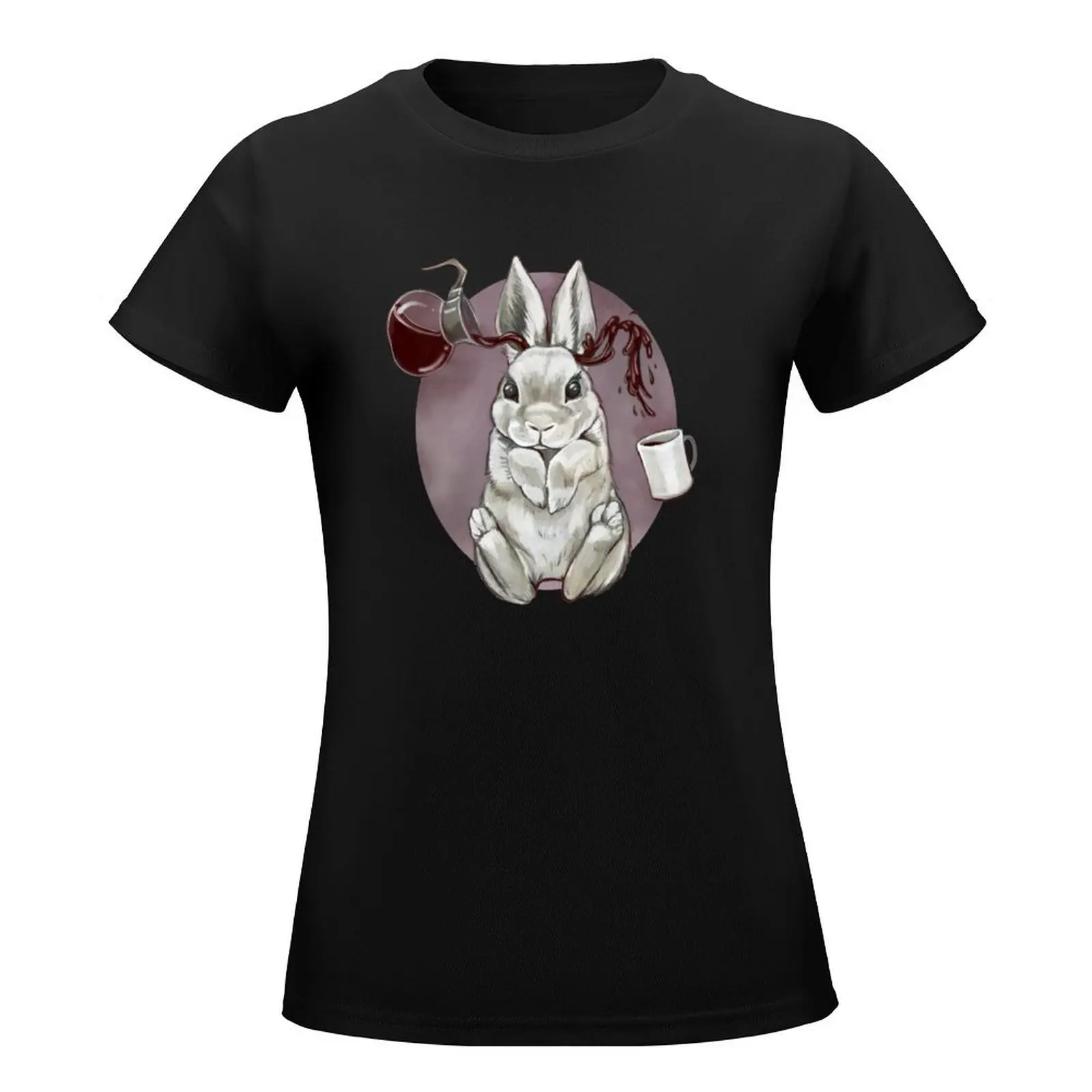 Coffee Bunny T-Shirt hippie clothes funny tees Short sleeve tee Women's clothing