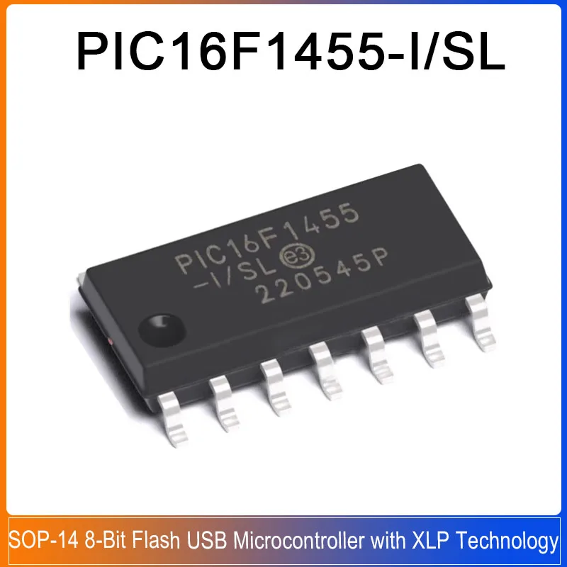 

1/5PCS PIC16F1455-I/SL PIC16F1455 SOP-14 8-Bit Flash USB Microcontroller with XLP Technology