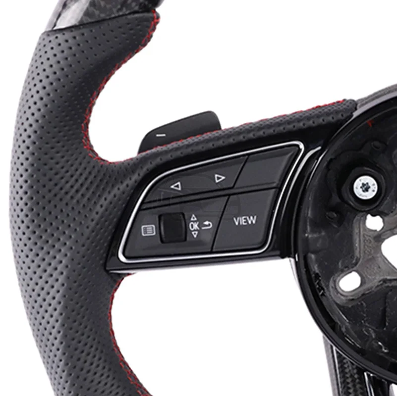 Carbon fiber car steering wheel full set for Audi A4B9 A3 A5 S5 with buttons and frame, half punched holes, auto parts