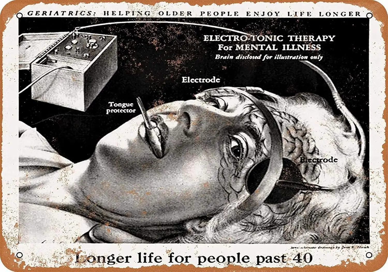 Vintage Tin Sign  Electro-Shock Therapy Mental Illness Funny Wall Decor Room Art