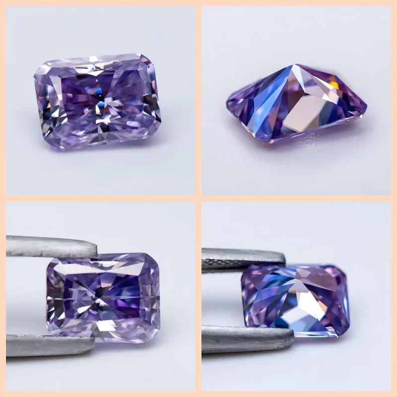Moissanit-Stein, Radiant-Schliff, Lavendelfarbe, VVS1, loser Edelstein mit Zertifikat, bestanden bei Diamanttester, für die Schmuckherstellung – Detail 8