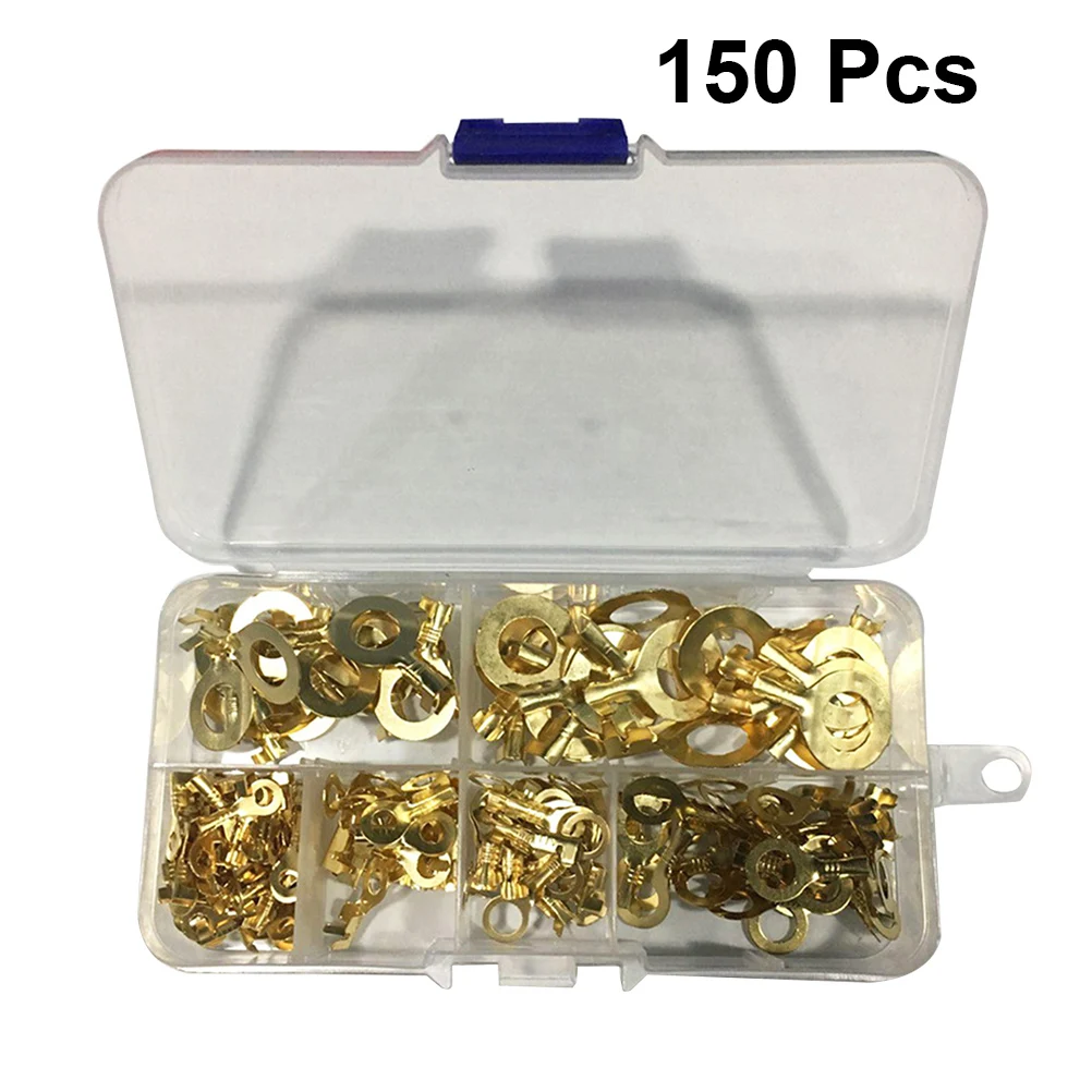 

150pcs Round Cable Lugs 3.2/4.2/5.2/6.2/8.2/10.2Mm Tinned Copper Wire Connectors For Electrical Distribution Crimp Terminal