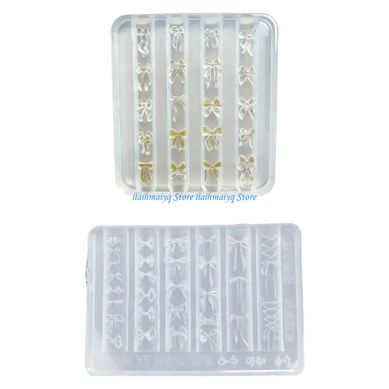 573B Portable Silicone Manicure Mold With Detachable Bows Shaped Art Making Mould For Travel and Home Use