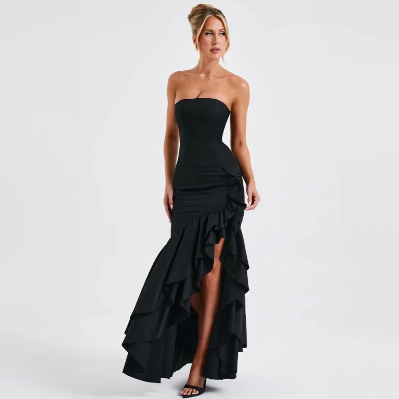 Kleider für Frauen Luxus Party frauen Neue Modische Sexy Off Schulter Liebsten Unregelmäßigen Temperament Kleid Sexy Abendkleid