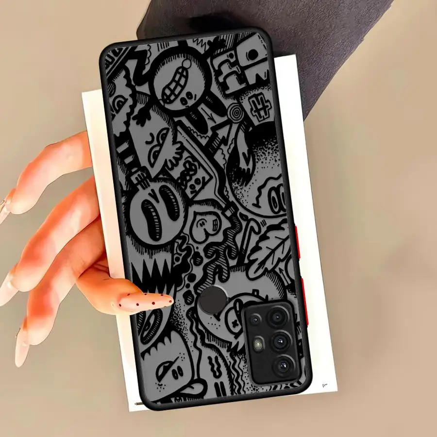 الكتابة على الجدران الهيكل العظمي كول الفن الأسود حافة الحال بالنسبة لسامسونج غالاكسي A22 A24 A53 A73 A54 A52 A56 A34 A25 A26 A35 A36 A21s