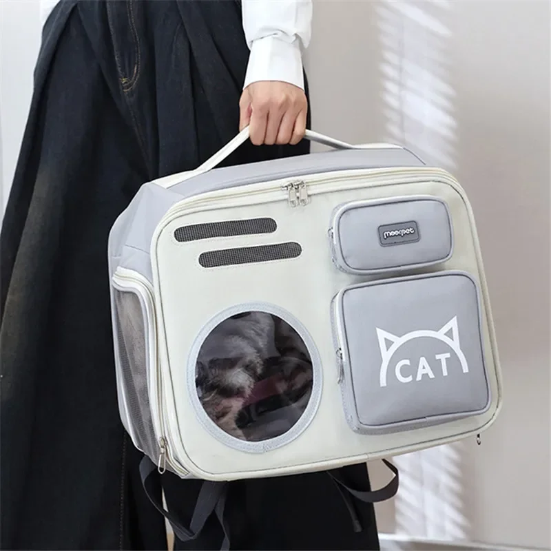 

Pet Backpack Cartoon Dog Bag Outdoor Travel Cat Carrier With Built-In Fan And Light