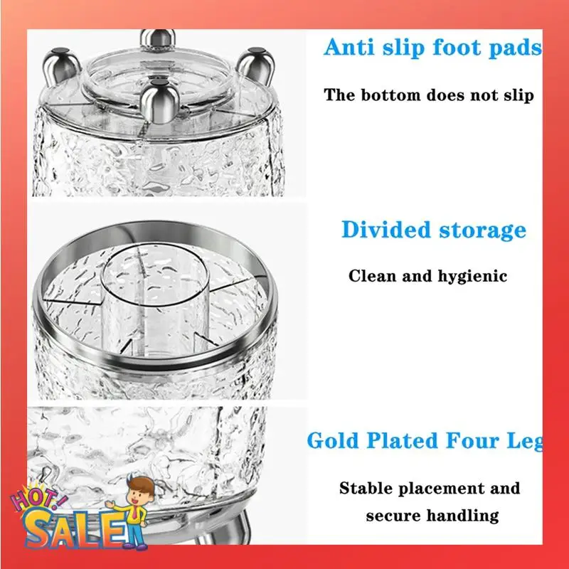 

ABCL Makeup Brush Holder With Lid 360 Rotating Clear Dustproof Make Up Brushes Container For Vanity Desktop Easy Install
