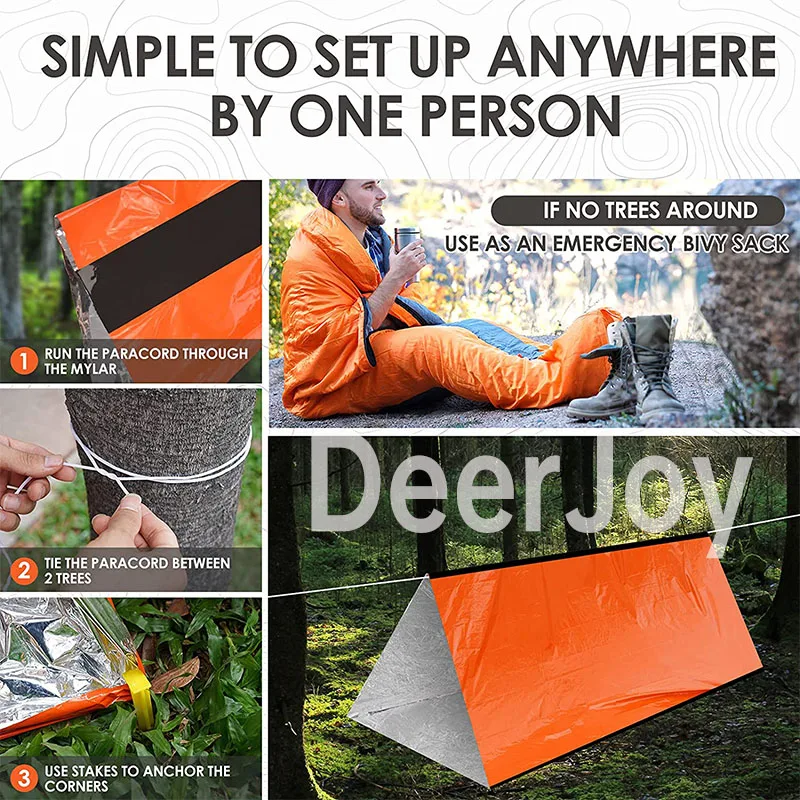 

Emergency Tent Shelter Survival 2 Person Resistant Ultra Lightweight Life Tent Water and Windproof Tube Tent Camping Hiking Tent