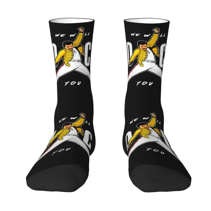 Cute Mens Freddie Mercury Dress Socks Unisex Warm Comfortable 3D Printing Crew Socks