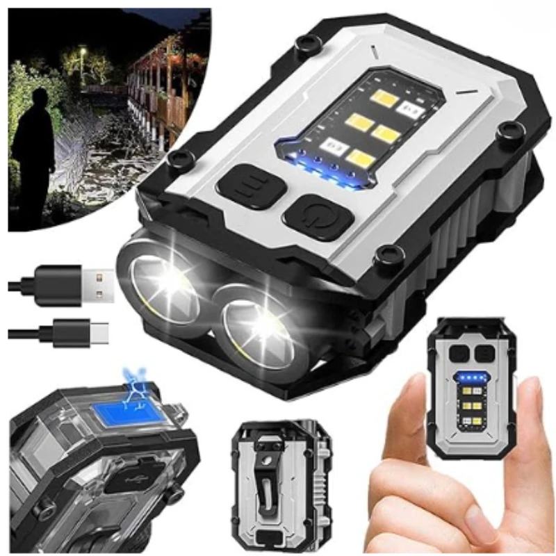 EDC Tactical Flashlight EDC Clip Flashlight Portable Mini Flashlight Light for Camping Running Emergency Hiking Outdoor Tools