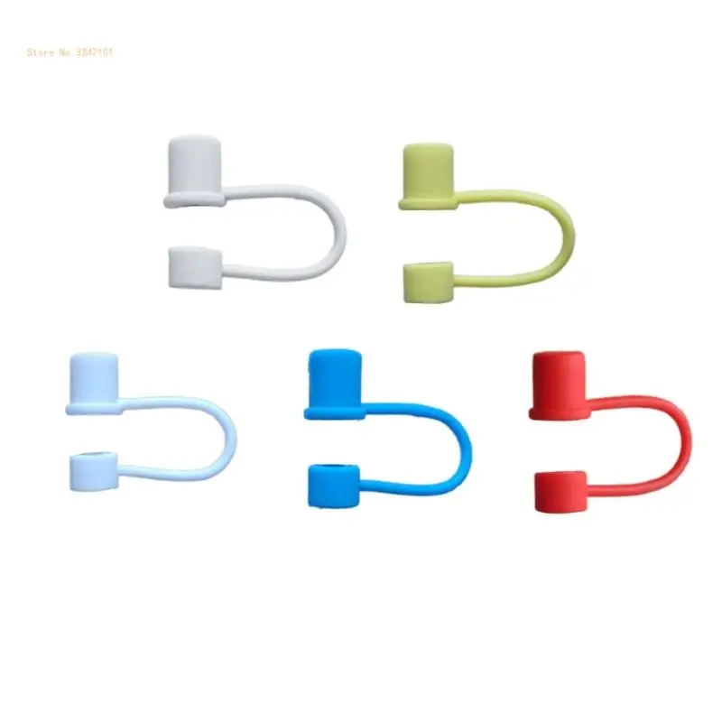 

10 Pcs Silicone Straw Tip Cover Reusable Drinking Straw Tip Dust-Proof Straw Plugs for 7-8mm/0.27-0.31inch Straws Dropship