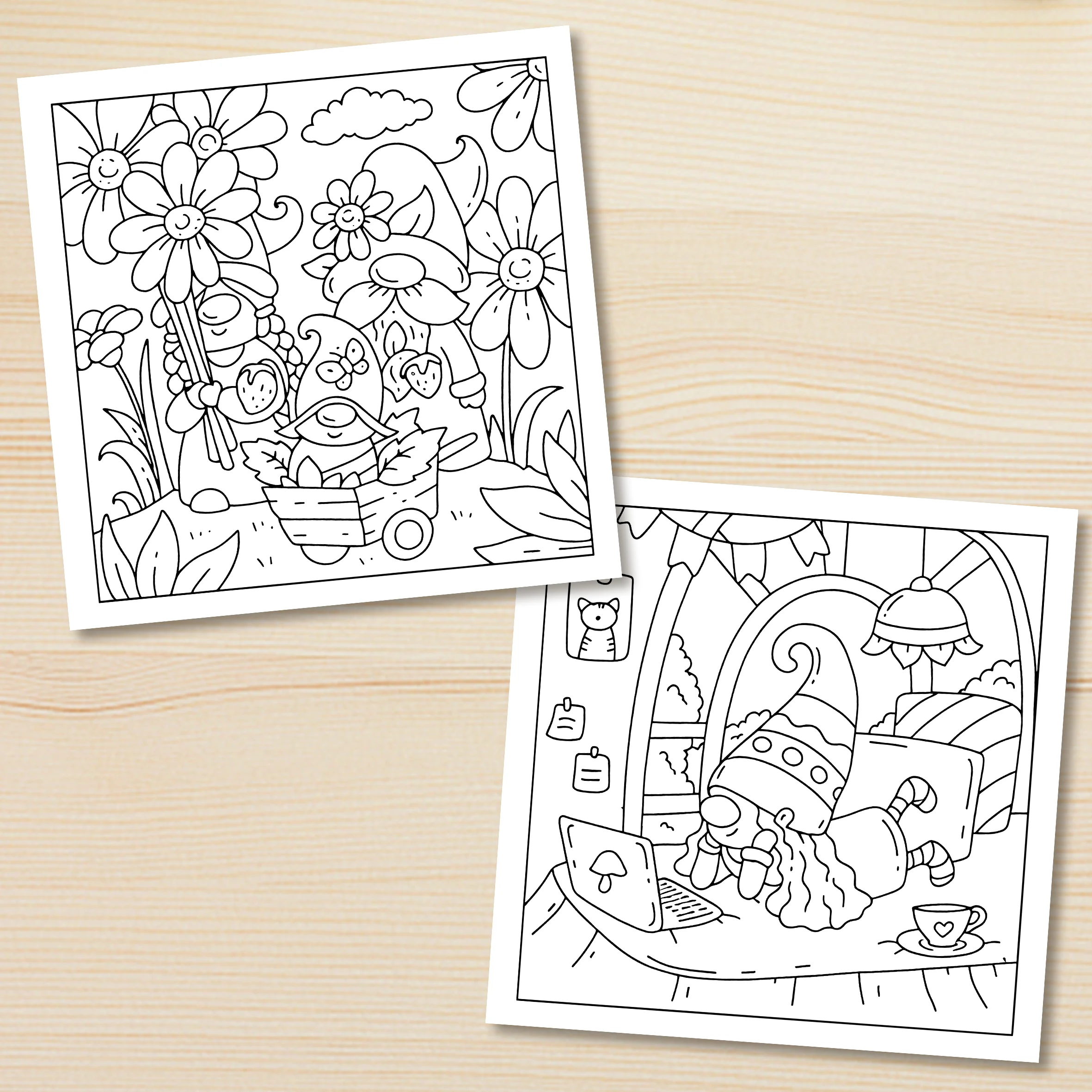 COMFY GNOMES: Coloring Book for Adults Featuring Cute Cozy Daily Activities for Relaxation (Cozy Spaces Coloring) image 6