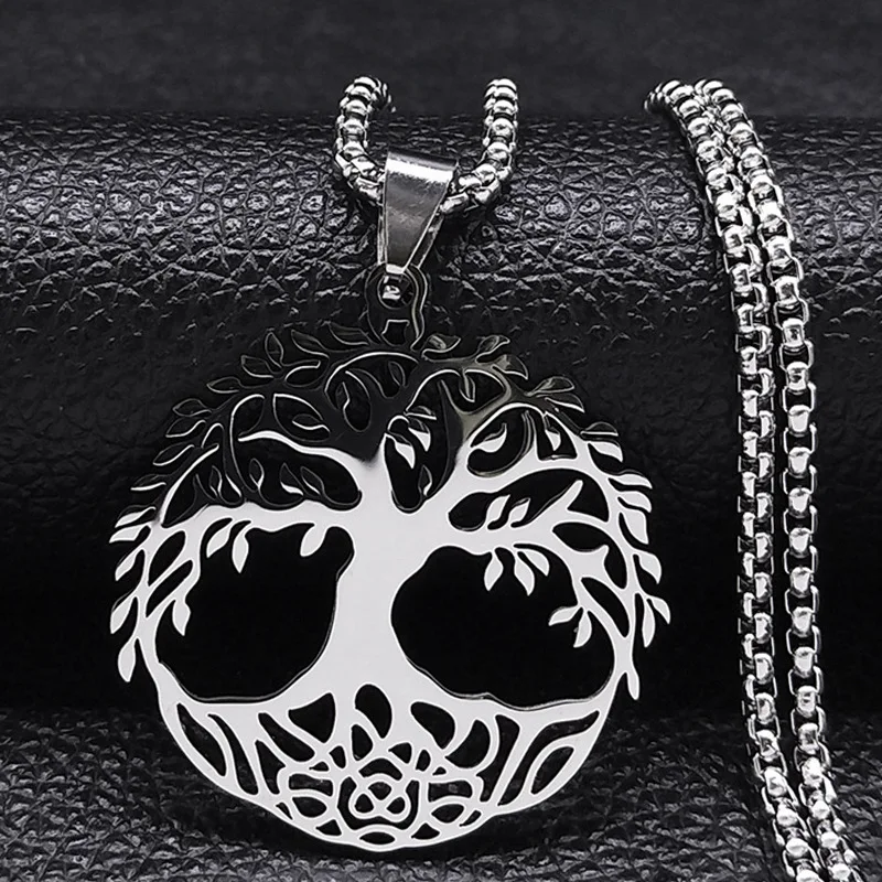 Hot selling new hip hop style high quality stainless steel tree of life pendant necklace for men and women