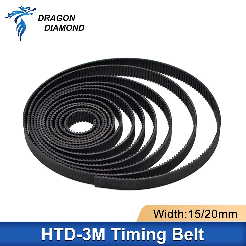 HTD-3M Open Timing Belt Width 15mm 20mm PU Transmission Belt Strap Synchronous 3M Belt For Co2 Laser Engraving Cutting Machine