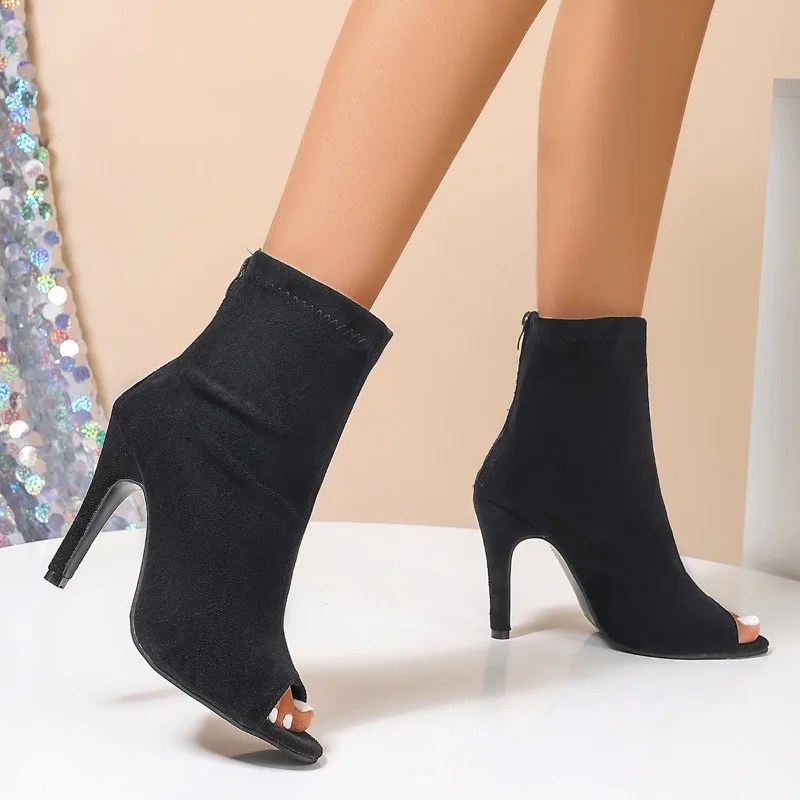Sandali da donna estivi nuovo stile bocca di pesce firmati in pelle punta aperta tacchi alti passeggiate all'aperto comodi sandali con cerniera resistenti all'usura