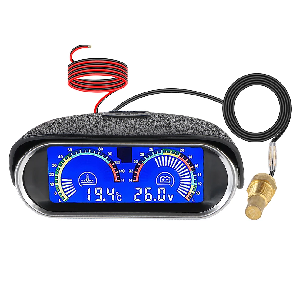 Car Voltage Meter Digital Car Gauge Universal 2 In 1 ​10mm M10 Temperature Sensor Water Temp Meter 9V-36V Autp Instrumentation