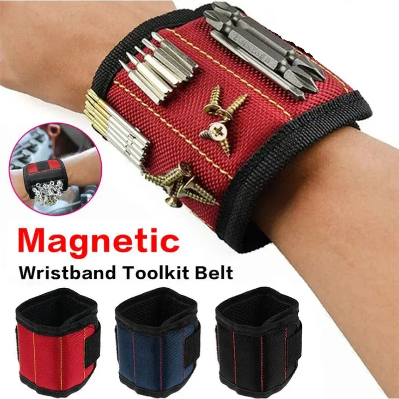 Pulsera magnética para sujetar tornillos, clavos, brocas de perforación, soporte para herramientas de muñeca, cinturones con imanes fuertes, cinco