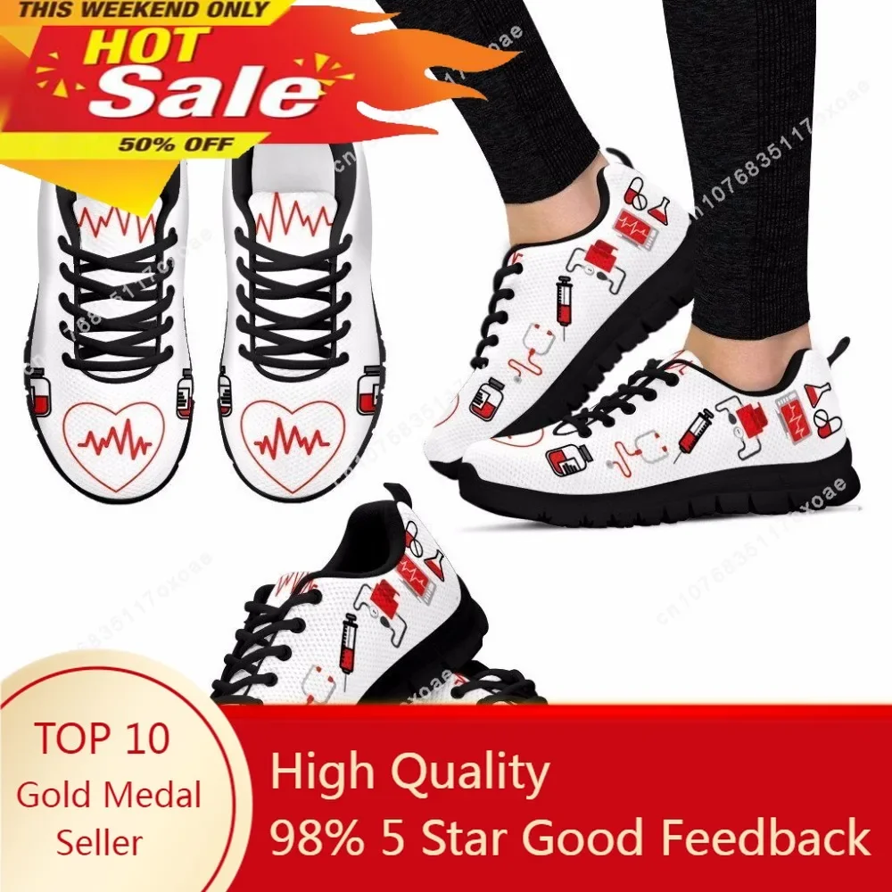 

Shoes Women Flats Shoes Fashion Design Nurse Heart Print Casual Women's Sneakers Female Footwear Comfortable Zapatos New