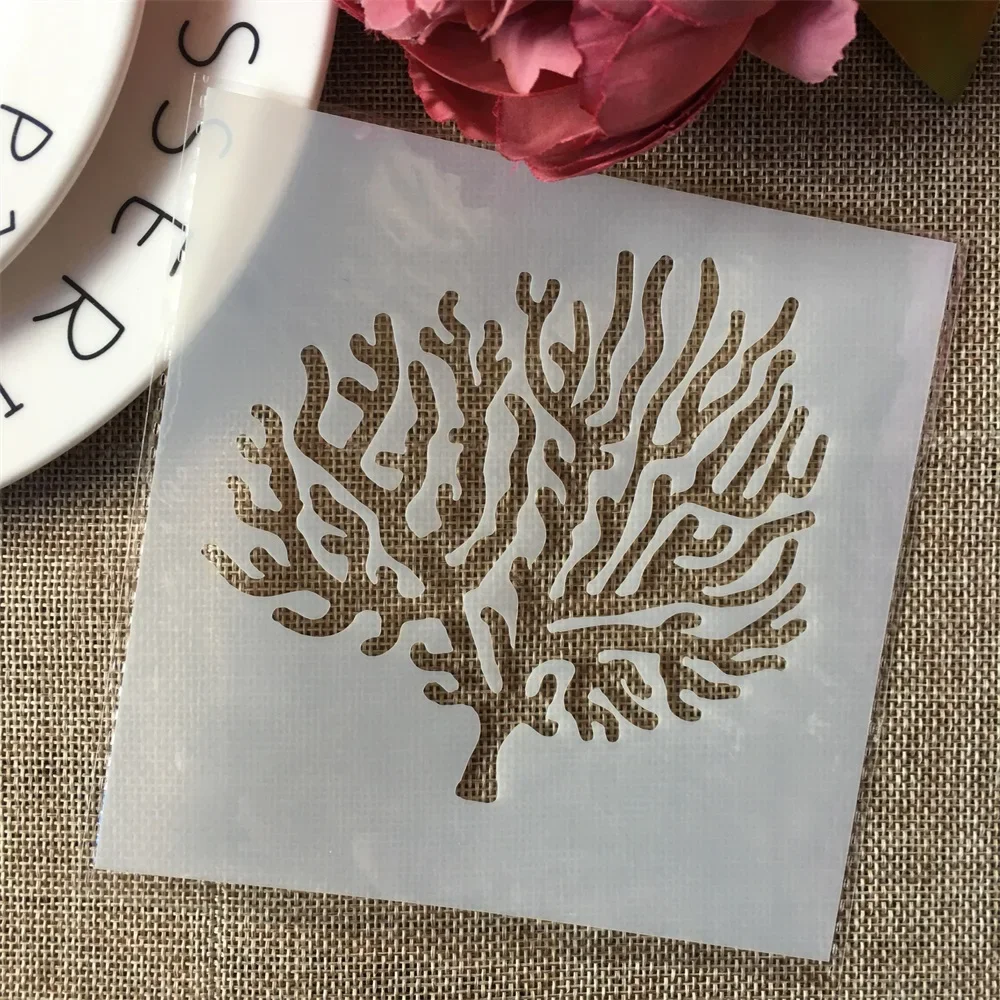 4Pcs/Set 13cm Ocean Sea Coral DIY Layering Stencils Painting Scrapbook Coloring Embossing Album Decorative Template