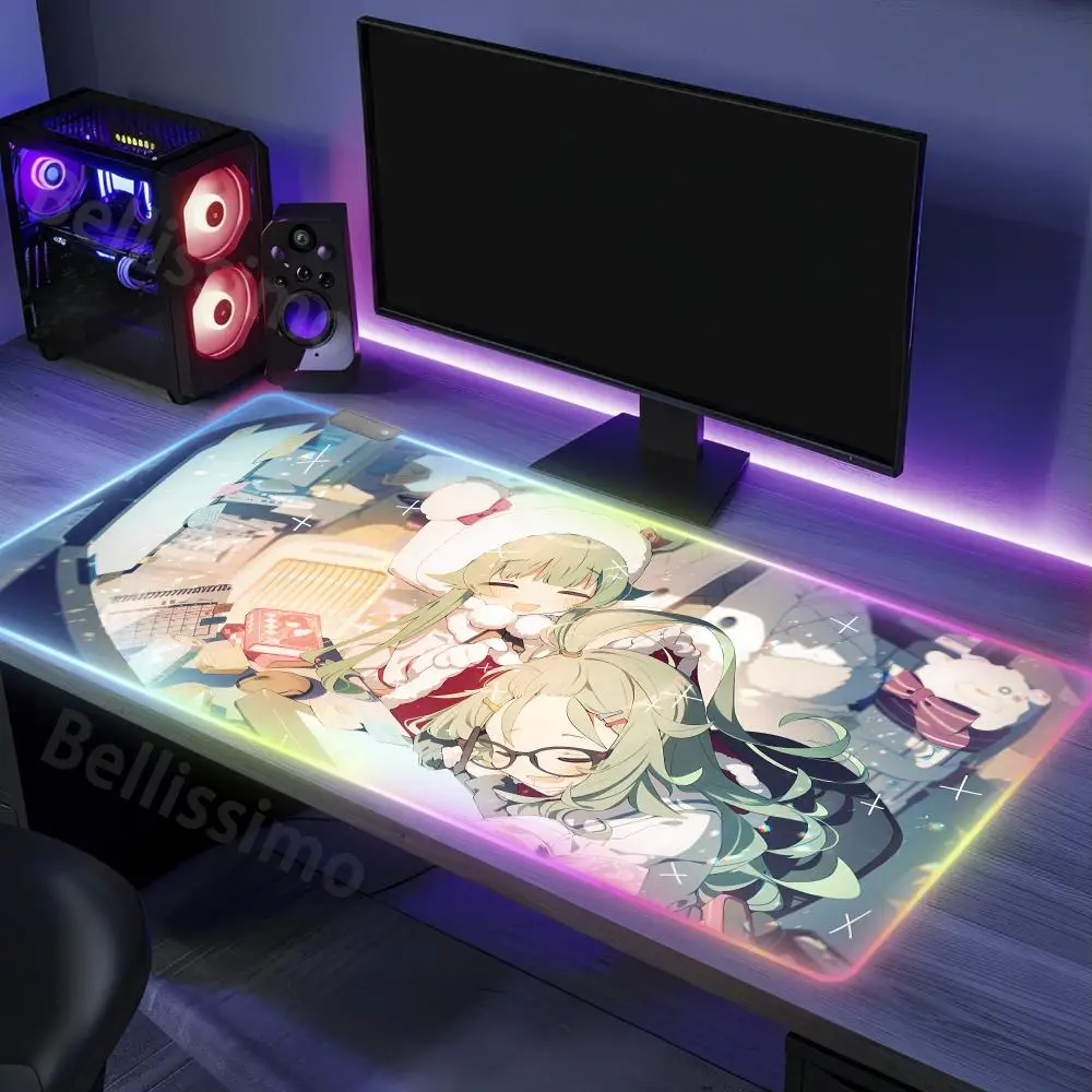 Mouse Esports Anime Pad Gaming accessories RGB Blue_Archives Non-Slip Rubber Valorant Kawaii Edge locking Luminescence